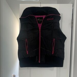 Coogi Australia Y2K Puffer Vest 2XL Black Pink Zip Streetwear Vintage 2000s